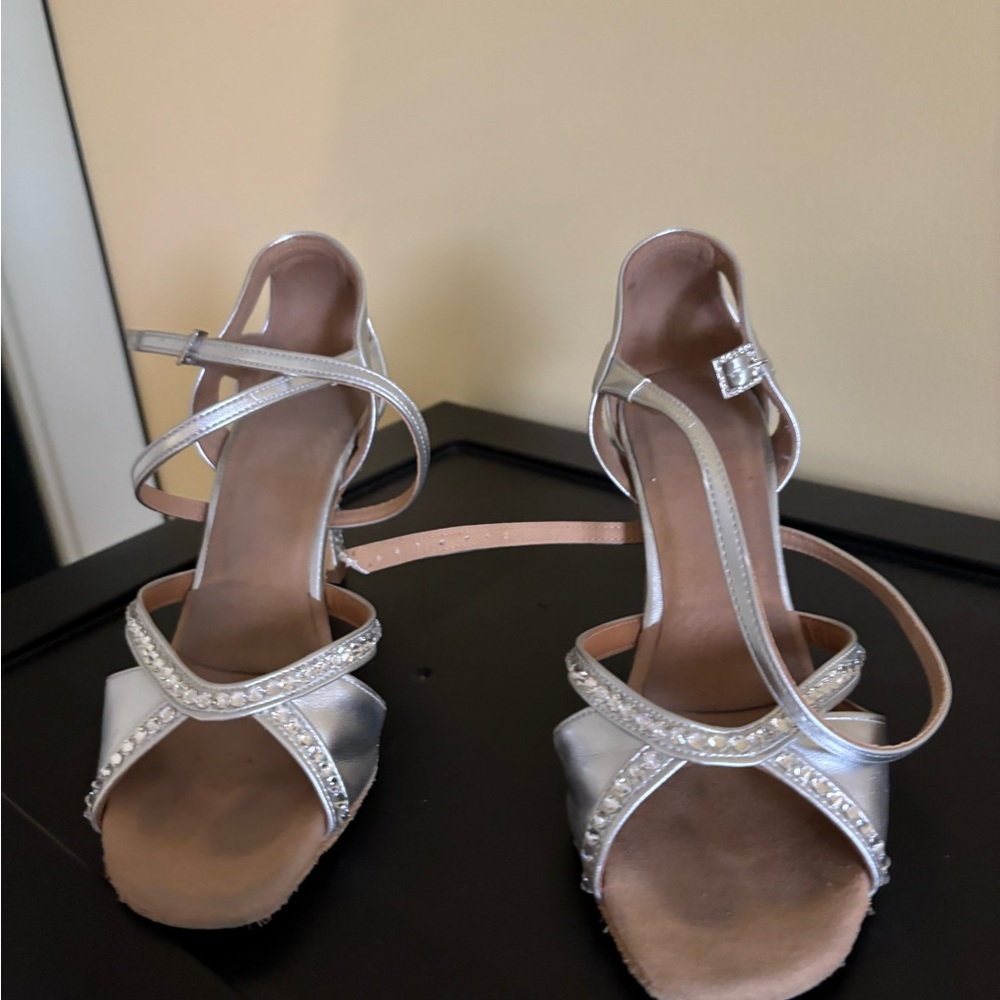 Elegant Silver Strappy Heels